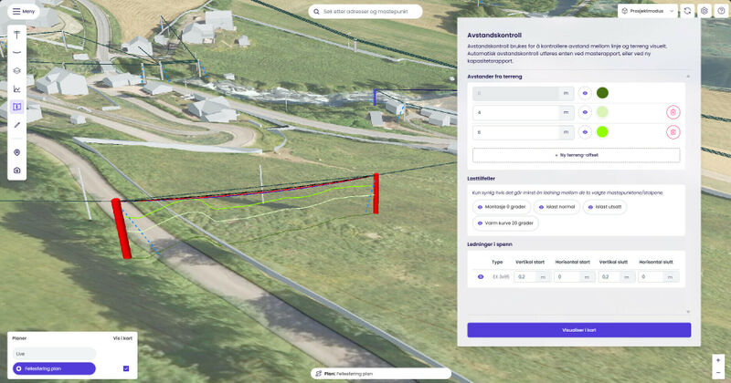 Gjennom programvaren til SmartGIS bruker man sekunder på å skissere kraftstolper. 